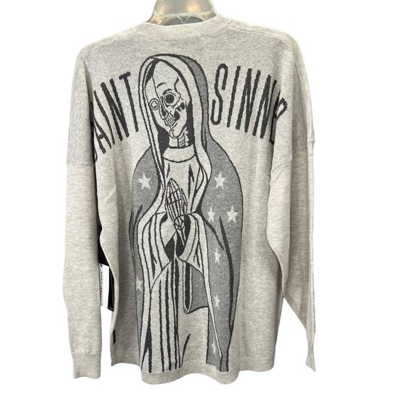 Spirit Jersey Saint Sinner Knit Sweater size XS Oversized Unisex Beige NWT - Picture 1 of 7